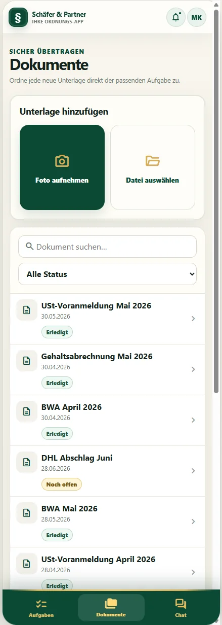 Dokumente in der Kanzlei-App